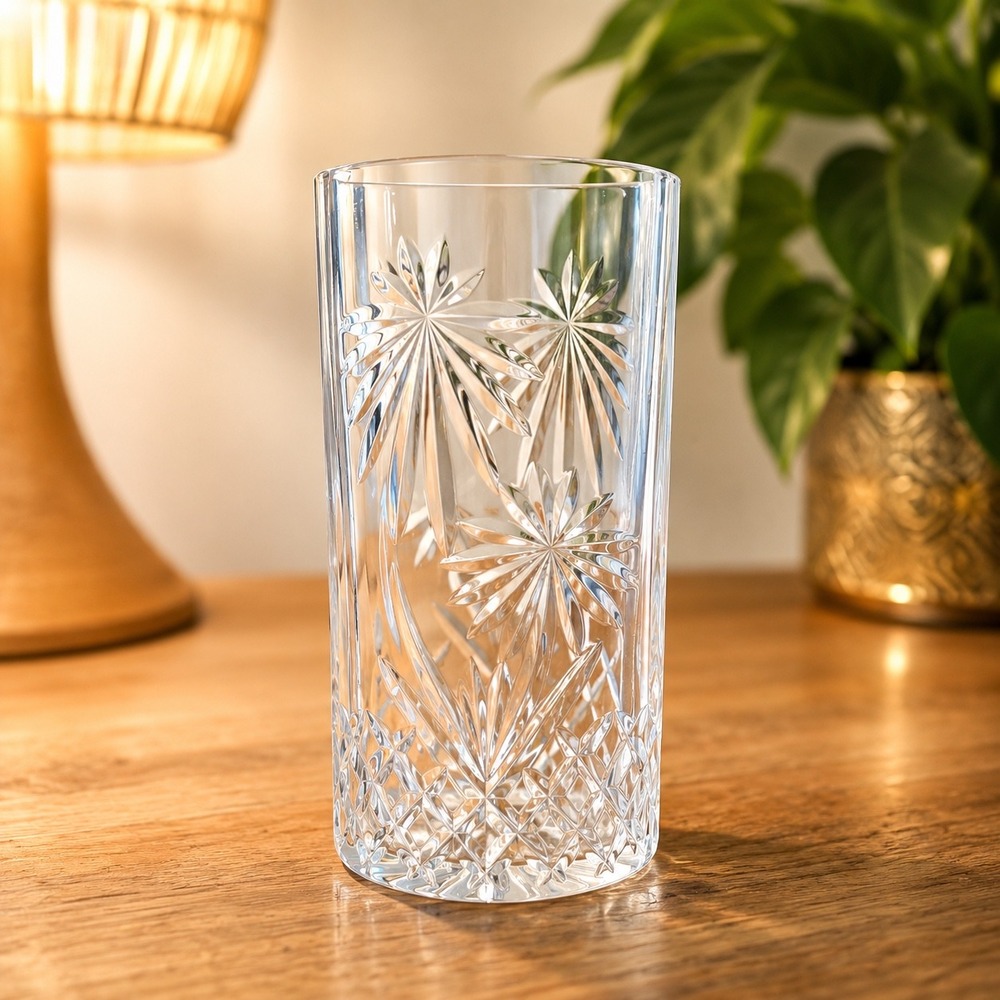 Vintage Waterford Crystal Vase Palm Tree Pattern 8"
